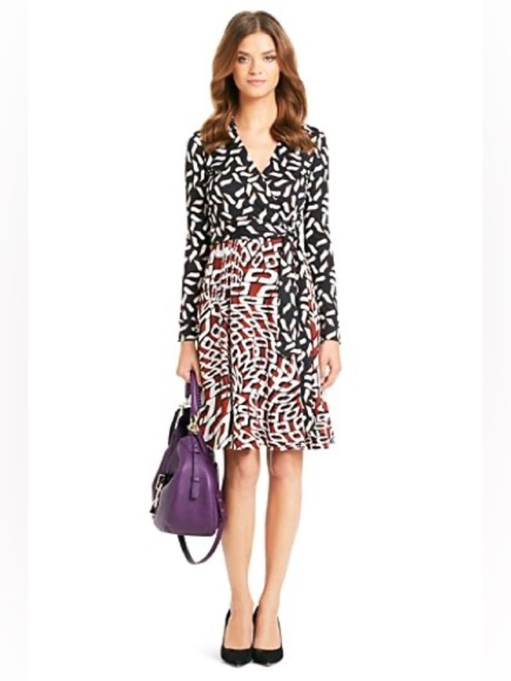 RARE Vintage Diane von Furstenberg DVF T72 Silk Chain Vicuna Wrap Dress